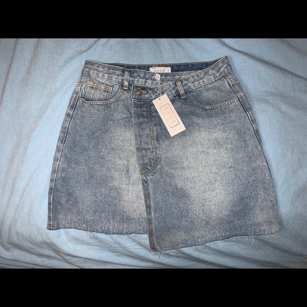 Denim wrap mini skirt